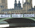 Stop TTIP banner on Westminster bridge